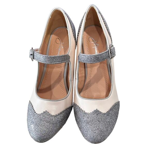 J Adams Mary Jane pumps heels shoes light pink and sparkly texture  gray. Size 8 - Picture 3 of 8